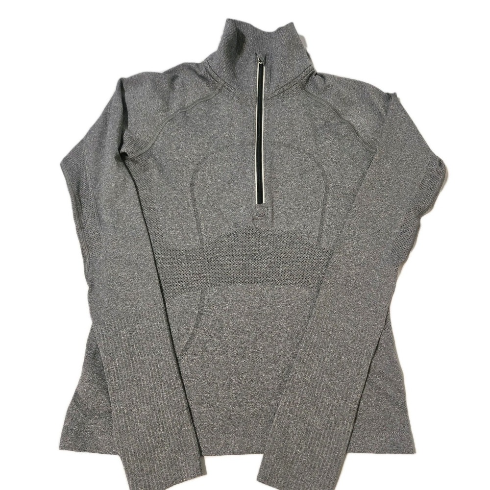 Lululemon Swiftly Tech Half Zip Pullover Heather Gray Thumb Holes Size 2 - Picture 1 of 8